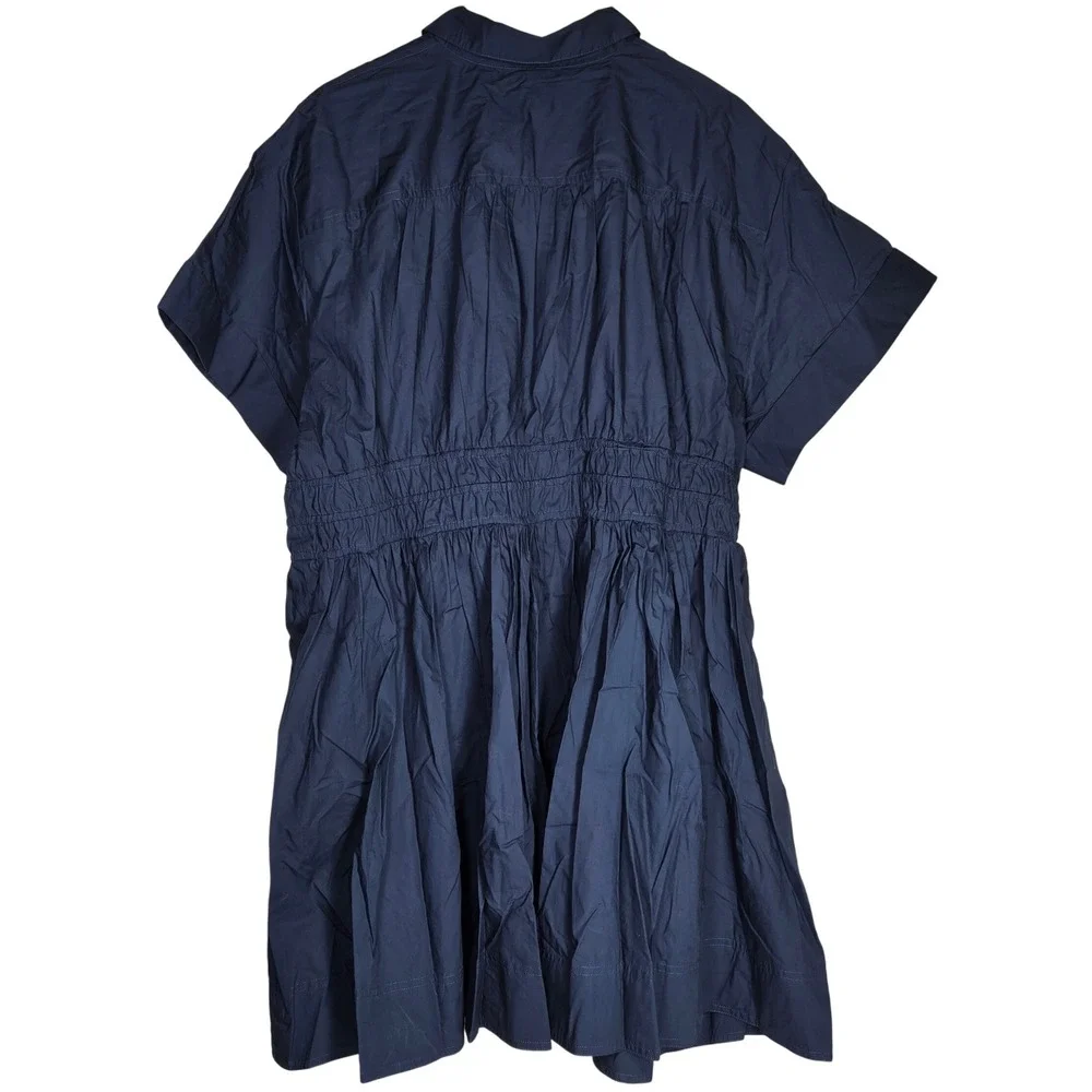 J. Crew Elena mini shirt-dress in cotton‎ poplin Navy CI853 22 NWT